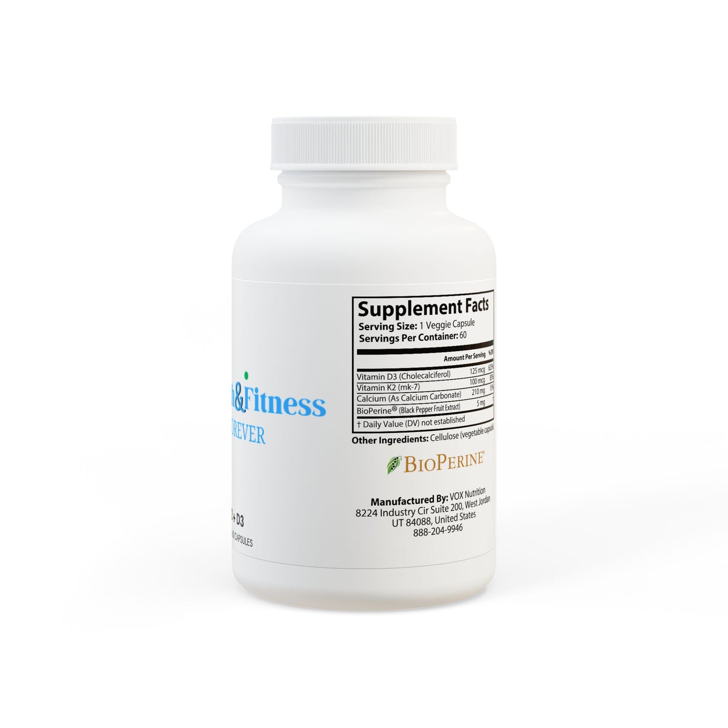 Vitamin K2 + D3 Supplement (60 Capsules)