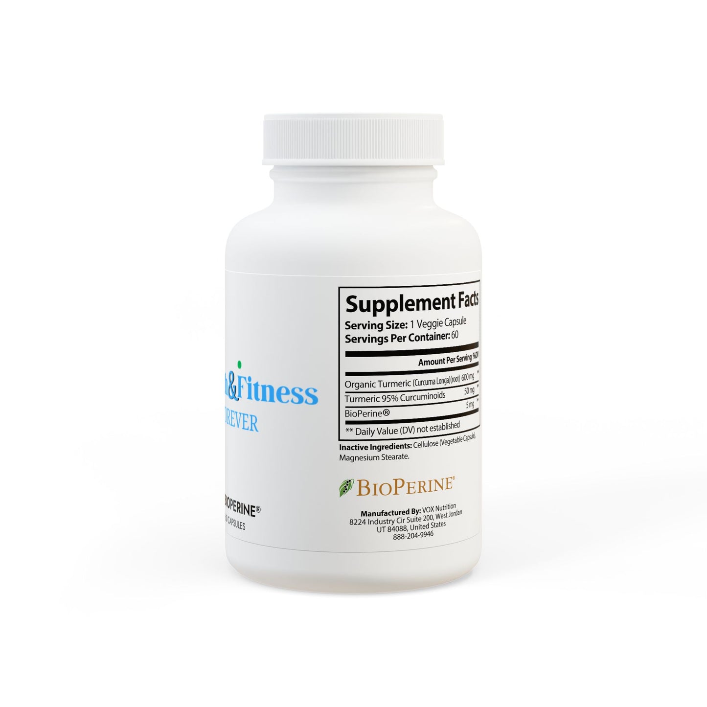 Turmeric with BioPerine® (Black Pepper Fruit Extract) Supplement (60 Capsules)